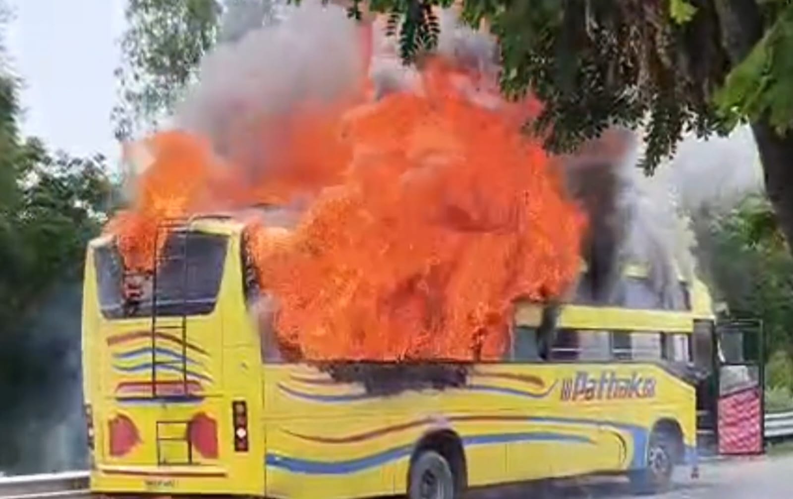 Bus caught fire